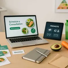 Dietetyk może prowadzić konsultacje online, promować usługi i tworzyć programy żywieniowe.