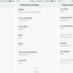 Ustawienia APN dla mms-ów w telefonie. Widoczne nazwa, adres serwera, porty i protokoły.