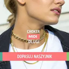 Złoty łańcuszek z kamieniem, noszony jako choker i dłuższy naszyjnik. Idealny dodatek do każdej stylizacji.