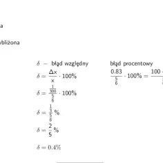 Obliczenia błędu względnego dla wartości 5/6 i przybliżenia 0.83.