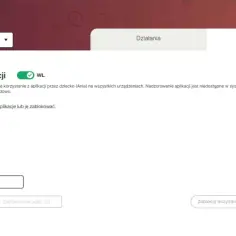 Ekran zarządzania aplikacjami dla dziecka Ani. Można tu kontrolować, jak usunąć konto rodzicielskie i blokować aplikacje na urządzeniach z Androidem.