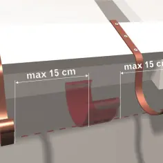 Instrukcja montażu rynny: haki do rynny pcv rozmieszczone co max 15 cm.