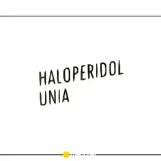 Napis "HALOPERIDOL UNIA" na białym tle. To nazwa leku, który może być dostępny w formie kropli.