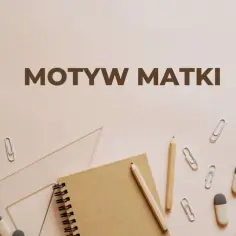 Motyw matki w szkole: zeszyt, ołówki, linijka, cyrkiel i spinacze.