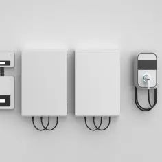 Nowoczesny magazyn energii bez fotowoltaiki, z ładowarką do pojazdów elektrycznych.