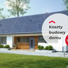 Nowoczesny dom jednorodzinny z garażem, otoczony zielenią.