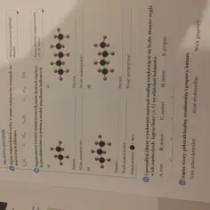 Modele cząsteczek węglowodorów, ilustrujące szereg homologiczny alkanów.