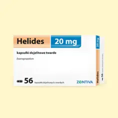 Opakowanie leku Helides 20 mg, 56 kapsułek. Zotral cena jest często porównywana z tym lekiem.