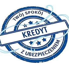 Pieczątka "Twój spokój z ubezpieczeniem kredytu". Zapewnia bezpieczeństwo finansowe.