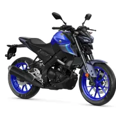Niebieski Yamaha MT 125, gotowy do odblokowania pełnego potencjału mocy. Agresywny wygląd i sportowe detale.
