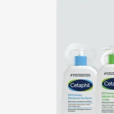Dwa produkty Cetaphil: emulsja micelarna i balsam do twarzy i ciała, rekomendowane przez dermatologów.
