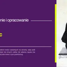 Ilustracja przedstawia dwie postacie w strojach z epoki, nawiązujące do sztuki Moliera "Skąpiec".
