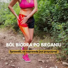 Ból biodra po bieganiu? Kobieta trzyma się za bolące biodro, gdzie widoczny jest czerwony obszar bólu.