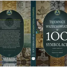 Okładka książki "Tajemnice wszechświata w 100 symbolach" z motywami ezoterycznymi.