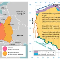 Mapa Polski z zaznaczonymi granicami. Jakie kraje graniczą z Polską? Niemcy, Czechy, Słowacja, Ukraina, Białoruś, Litwa, Rosja (Obwód Kaliningradzki) i Szwecja (granica morska).