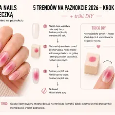 Delikatny efekt aury na paznokciach uzyskany gąbeczką. Krok po kroku do modnych, subtelnych stylizacji.