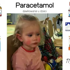 Dziecko z zaczerwienionymi policzkami obok leków z paracetamolem. Ważne jest, aby wiedzieć, ile paracetamolu na raz można podać dziecku.