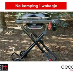 Grill gazowy turystyczny Weber Traveler gotowy na kemping i wakacje. Składany, z kółkami, idealny na wyjazd.