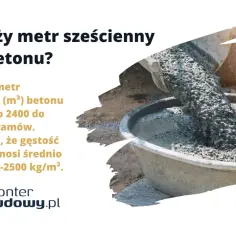 Ile waży m3 betonu b20? Średnio 1 metr sześcienny betonu waży 2400-2500 kg. Gęstość betonu wynosi ok. 2400-2500 kg/m³.