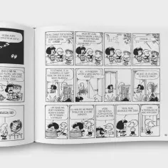 Mafalda i jej przyjaciele dyskutują o przeludnieniu. Felipe martwi się, że będą starzy i ściśnięci.