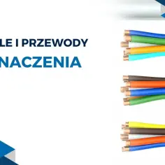 Kolory przewodów w kablach: niebieski, zielony, pomarańczowy, turkusowy, brązowy, szary, żółty.