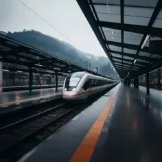Nowoczesny pociąg pędzi przez stację, gotowy do podróży z Warszawy do Wiednia.