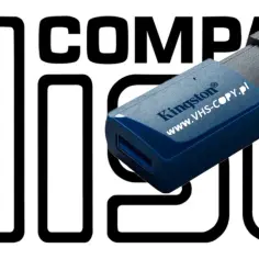 Pendrive Kingston obok napisu "Compact Disc" sugeruje, jak zgrać z płyty CD na pendrive.