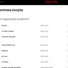 Pobierz muzykę do pobrania za darmo na telefon Android. Lista utworów z możliwością pobrania, np. "Get Got" od Death Grips.
