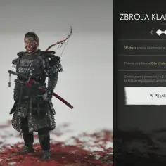 Samuraj w zbroi kenseia, z maską i łukiem, gotowy do walki. Zbroja Sakaich IV w pełni ulepszona.