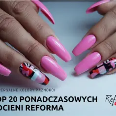 Długie, różowe paznokcie z geometrycznymi wzorami. Jaki kolor paznokci pasuje do wszystkiego? Zobacz TOP 20 odcieni Reforma.