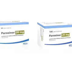 Dwa opakowania leku Paroxinor 20 mg, jedno na 30 tabletek, drugie na 100.