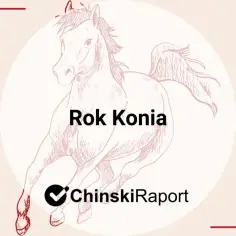 Ilustracja przedstawia biegnącego konia, symbol Roku Konia, z chińskimi zdobieniami.