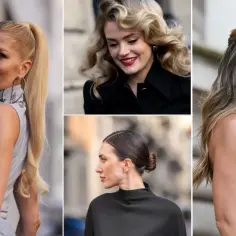 Elegancka fryzura okolicznościowa: wysoki kucyk, fale w stylu retro, upięcie z tyłu głowy i luźny kok.