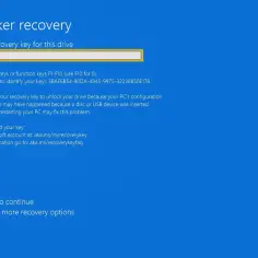 Ekran odzyskiwania BitLocker. Wpisz swój klucz odzyskiwania BitLocker, aby odblokować dysk.