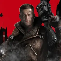 B.J. Blazkowicz z karabinem, w tle Londyn pod panowaniem nazistów, z zeppelinami. To kluczowa scena z Wolfenstein 3.