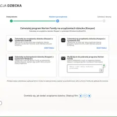 Konfiguracja Norton Family dla dziecka. Wybierz, jak zainstalować program na urządzeniu dziecka, aby móc zarządzać jego aktywnością online.