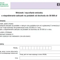 Formularz ZUS EPD-21: wniosek o niepobieranie zaliczek na podatek dochodowy do 30 000 zł. Instrukcja wypełniania i dane wnioskodawcy.