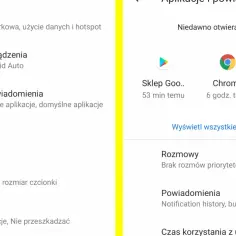 Ustawienia telefonu: Aplikacje i powiadomienia, gdzie można dowiedzieć się, jak wyłączyć powiadomienia.