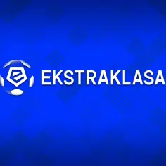 Logo Ekstraklasy futsalu na niebieskim tle z efektem pikselizacji.