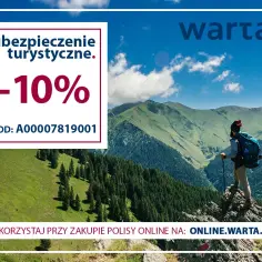 Warta oferuje ubezpieczenie turystyczne z rabatem 10%. Kod: A00007819001. Kup online na online.warta.pl.