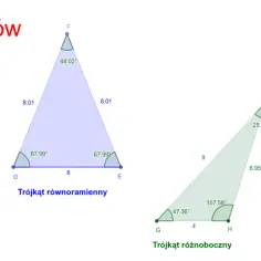 Trójkąt równoboczny, równoramienny i różnoboczny. Zadanie pyta o istnienie trójkątów równoramiennych rozwartokątnych i prostokątnych.