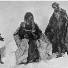 Figurki przedstawiają scenę z życia, gdzie chłopiec z zaciekawieniem przygląda się parze dorosłych. To obrazek z epoki, gdzie chlopomania była popularnym motywem.