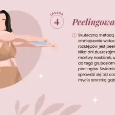 Kobieta wykonuje peeling, co jest skuteczną metodą na zmniejszenie widoczności rozstępów.