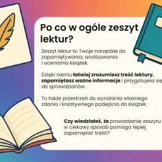 Zeszyt lektur to Twój pomocnik w nauce. Z nim łatwiej zapamiętasz treść książek i przygotujesz się do sprawdzianów.