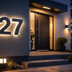Nowy, podświetlany numer domu 27, który ułatwia nadanie numeru domu i dodaje elegancji.