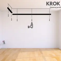 Krok 5: montaż listwy ledowej pod sufitem. Wiertarka i śruby gotowe do pracy.