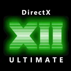 Logo DirectX 12 Ultimate z zielonym, świecącym napisem XII.