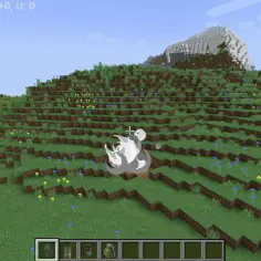 Eksplozja śnieżki w Minecraft! Gracz testuje komendy, rzucając granatem.