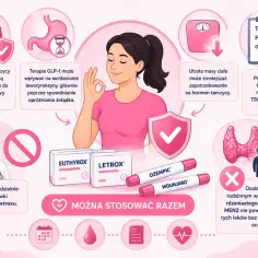 Euthyrox i Letrox to leki na tarczycę. Terapia GLP-1 może wpływać na ich wchłanianie. Nie zmieniaj dawek samodzielnie.