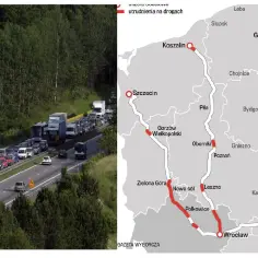 Mapa pokazuje, gdzie najbliżej nad morze z Wrocławia, z korkiem na autostradzie.
